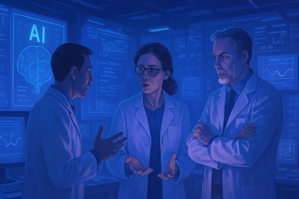 Des chercheurs vérifient des données et des résultats générés par un outil d’intelligence artificielle en laboratoire.