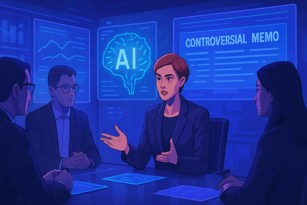 Des employés testent des exercices d’apprentissage des langues assistés par intelligence artificielle en réunion.