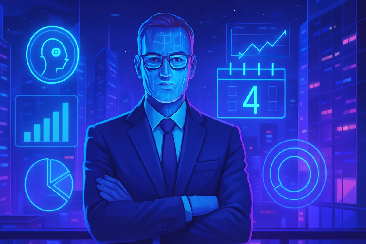 Des salariés examinent des tâches automatisées par une intelligence artificielle dans un bureau.