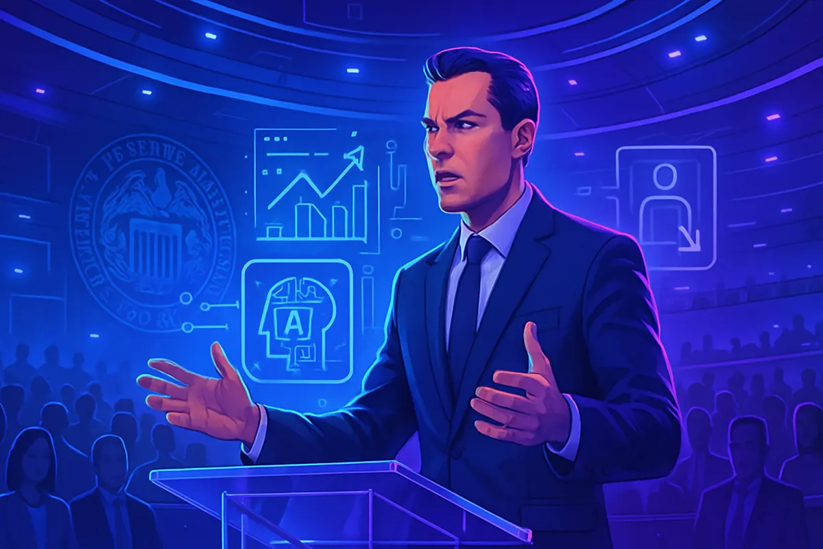 Un agent de support, une interface d’IA et une soignante illustrent les emplois transformés par l’intelligence artificielle.