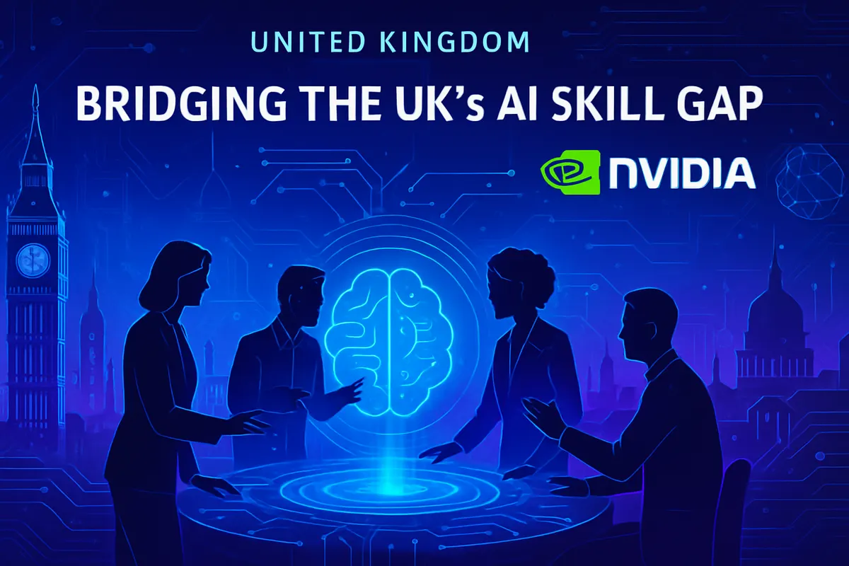 Des chercheurs et professionnels se forment à l’intelligence artificielle dans un laboratoire de calcul britannique.