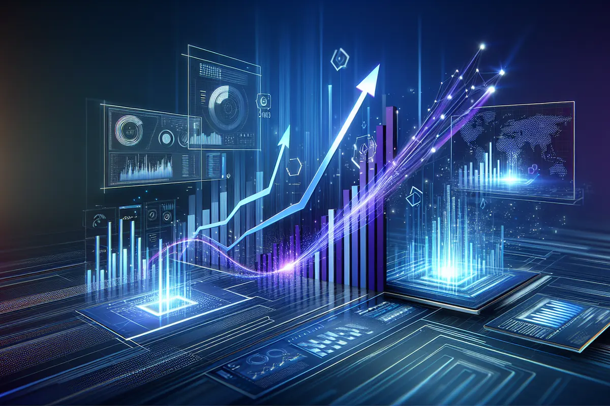 Un analyste observe des données de recherche et de cloud devant des serveurs informatiques.