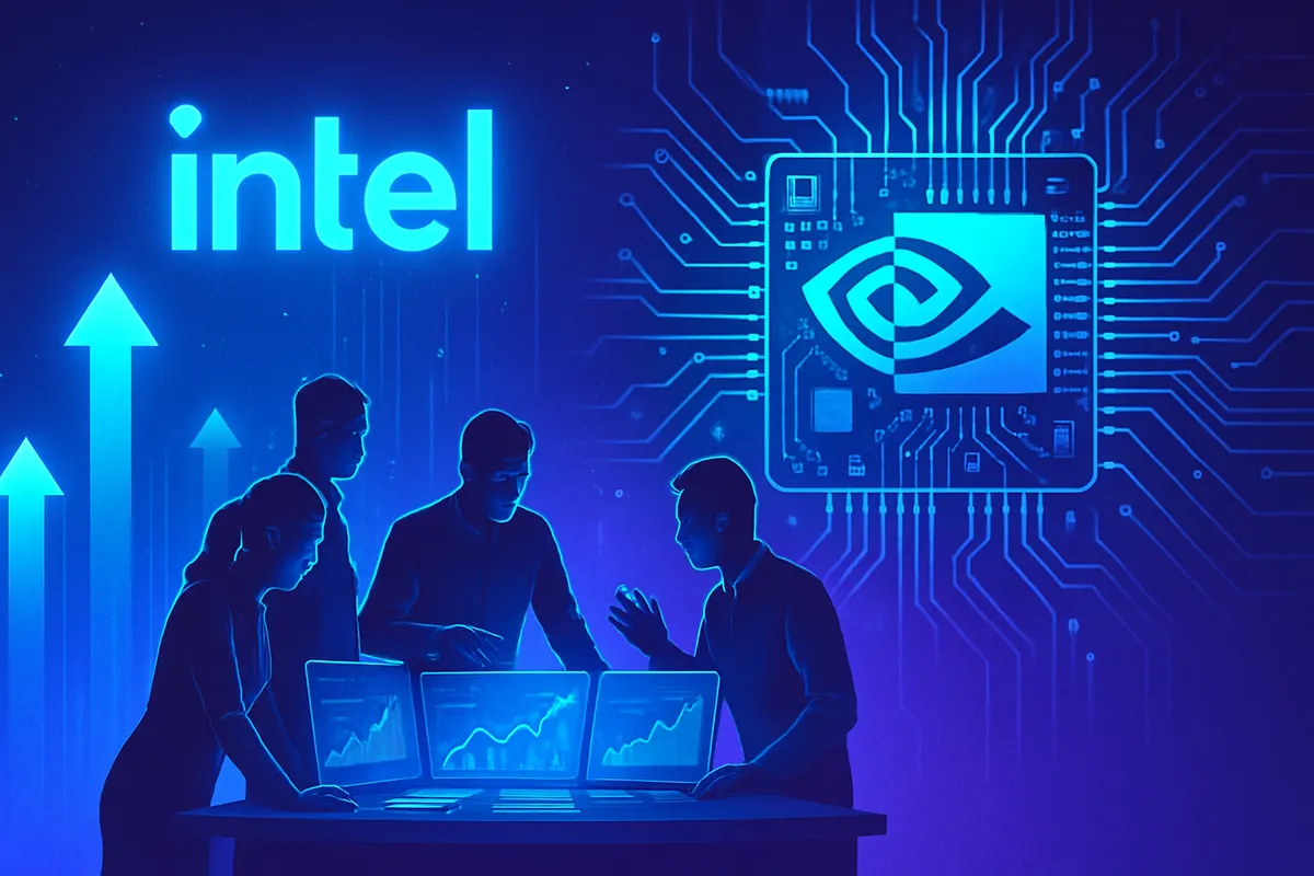 Des ingénieurs examinent une carte de calcul modulaire destinée aux PC et centres de données d’IA.