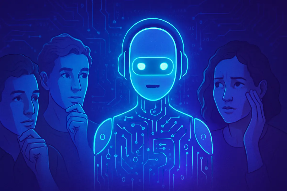 Une personne seule consulte un chatbot sur son téléphone, face au besoin d’un soutien humain en santé mentale.