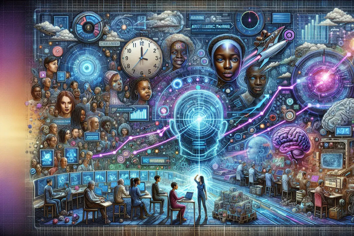 Ingénieurs surveillant une vaste infrastructure informatique utilisée pour entraîner un modèle d’intelligence artificielle.