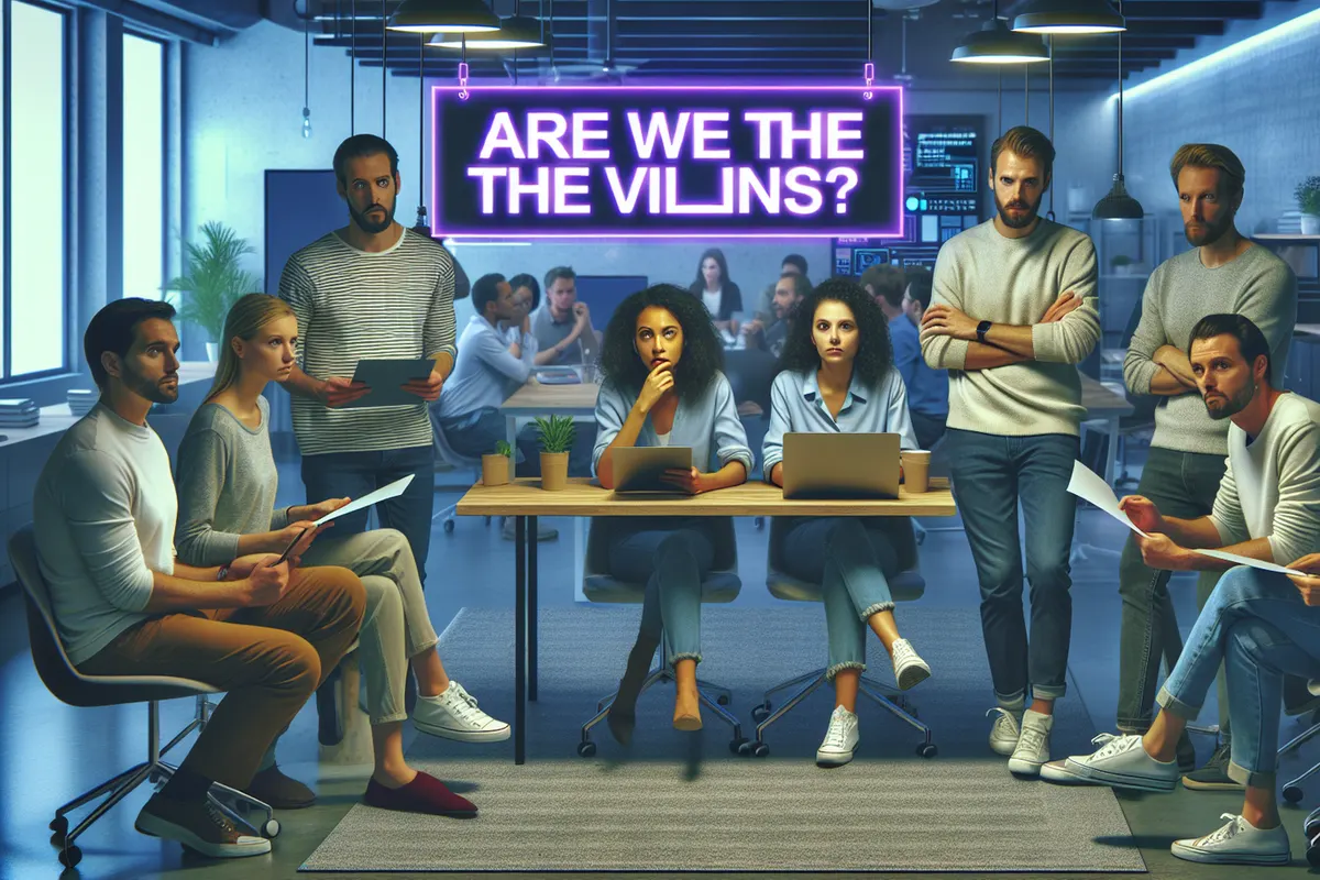 Des salariés d’une entreprise technologique débattent des usages militaires et éthiques de l’intelligence artificielle.