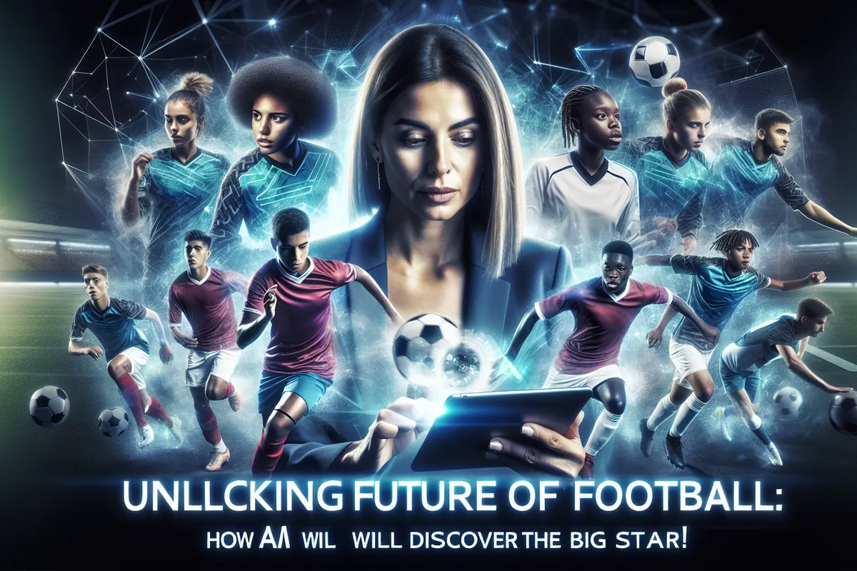 Un recruteur et un entraîneur analysent des données sur tablette pendant un match de jeunes footballeurs.