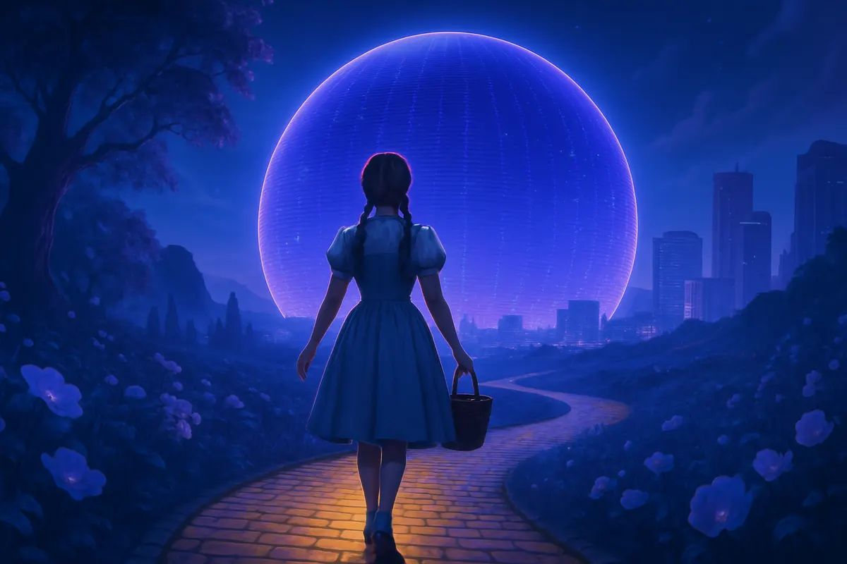 Dorothy et ses compagnons avancent vers Oz dans une salle immersive inspirée de la Sphere de Las Vegas.