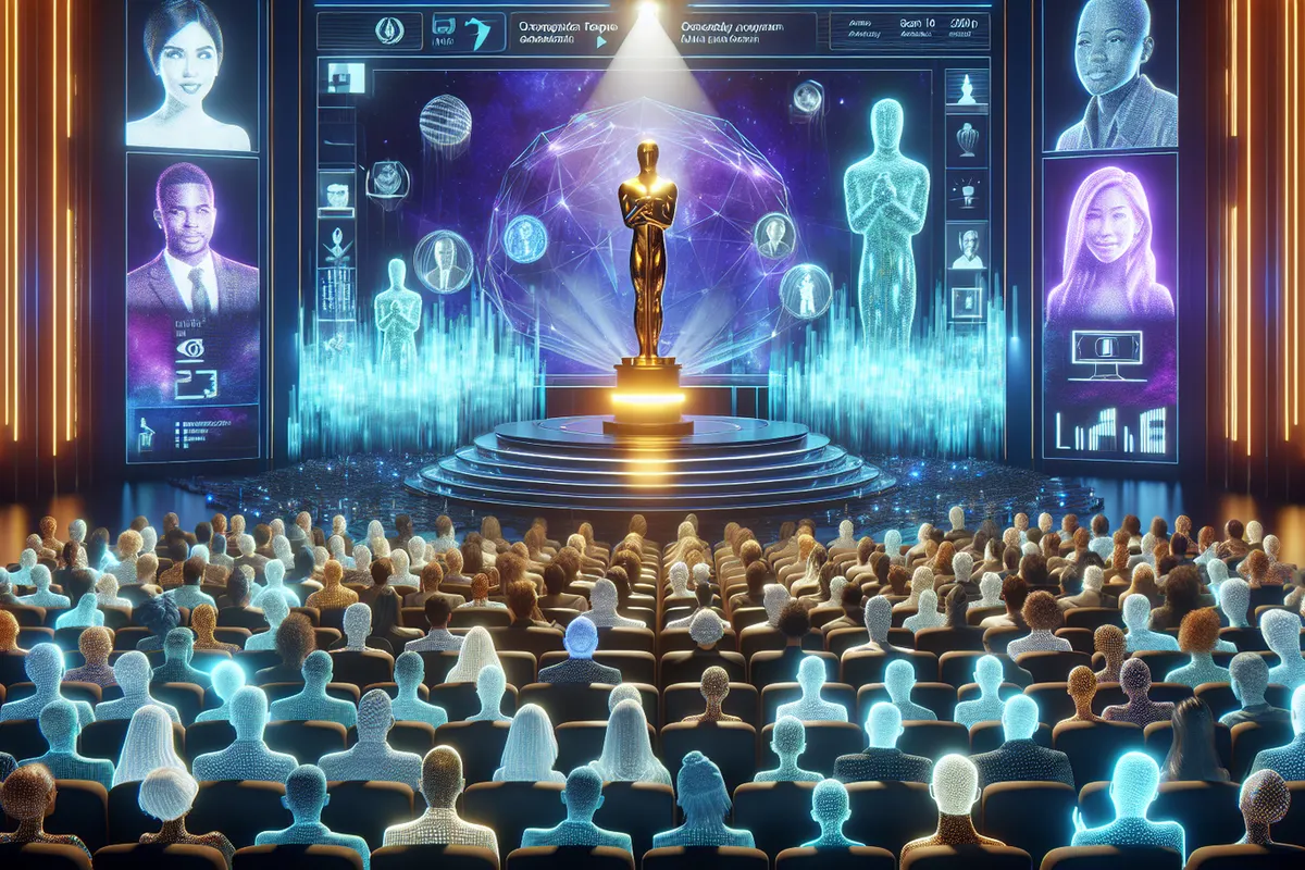 Un votant visionne un film dans une salle de projection avant de remplir son bulletin de vote.
