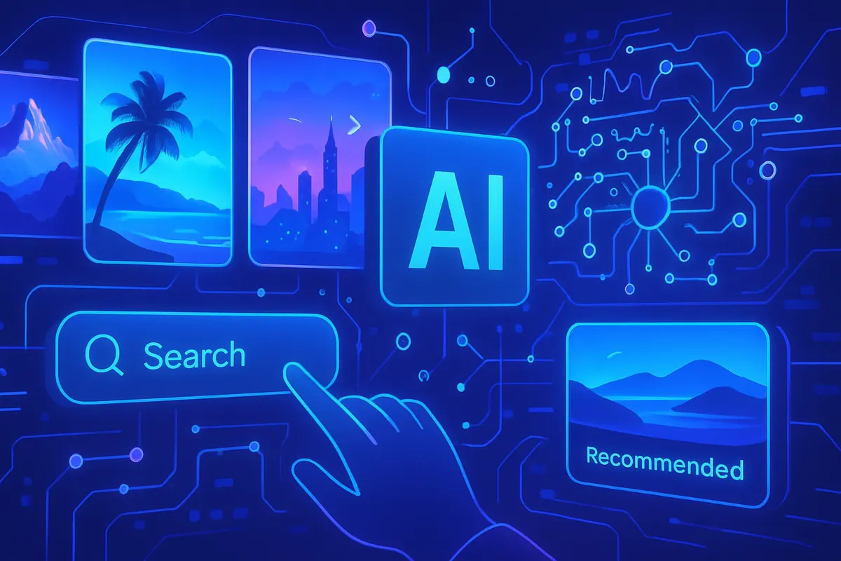 Une voyageuse prépare un séjour sur ordinateur avec une assistance par intelligence artificielle.
