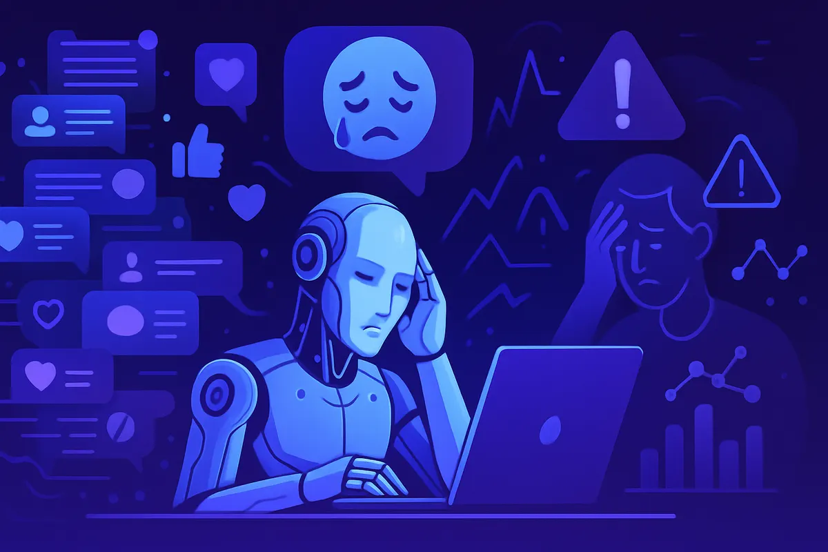 Une responsable réseaux sociaux compare des brouillons générés par IA avec des conversations en ligne.
