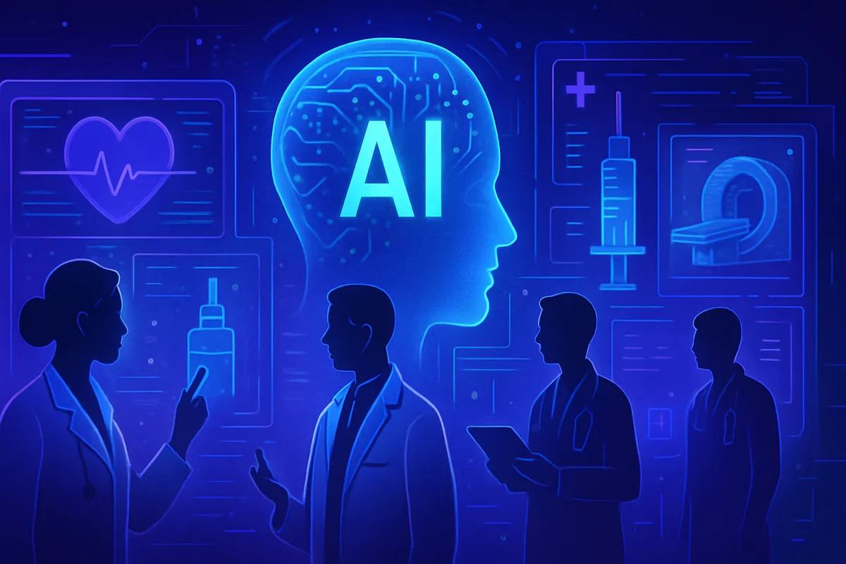 Ingénieur et chirurgien utilisant des outils d’IA, d’imagerie 3D et de santé connectée en MedTech