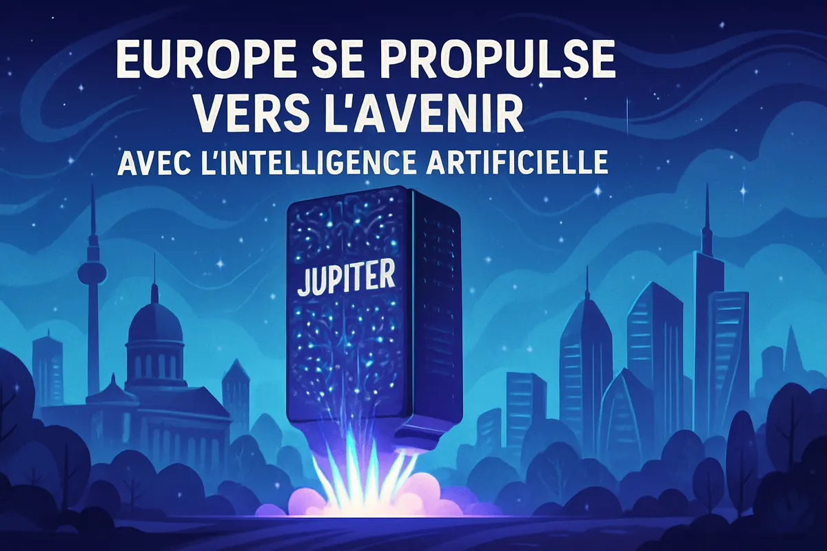 Des ingénieurs dans les allées d’un vaste centre de supercalcul dédié à l’IA et à la recherche scientifique.