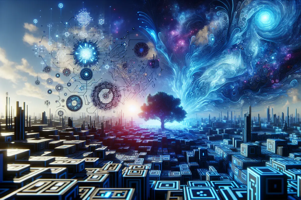 Un agent autonome explore un monde virtuel composé de blocs et cherche des ressources rares.