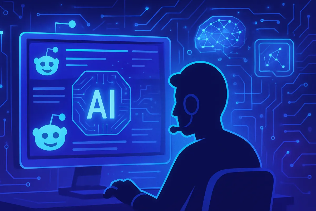 Un modérateur examine des discussions en ligne mêlant échanges humains et contenus automatisés.