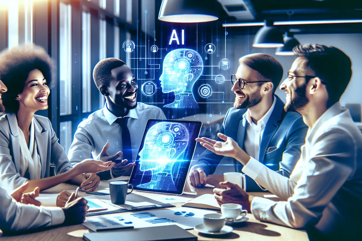 Un conseiller examine un dossier client assisté par une interface d’intelligence artificielle.