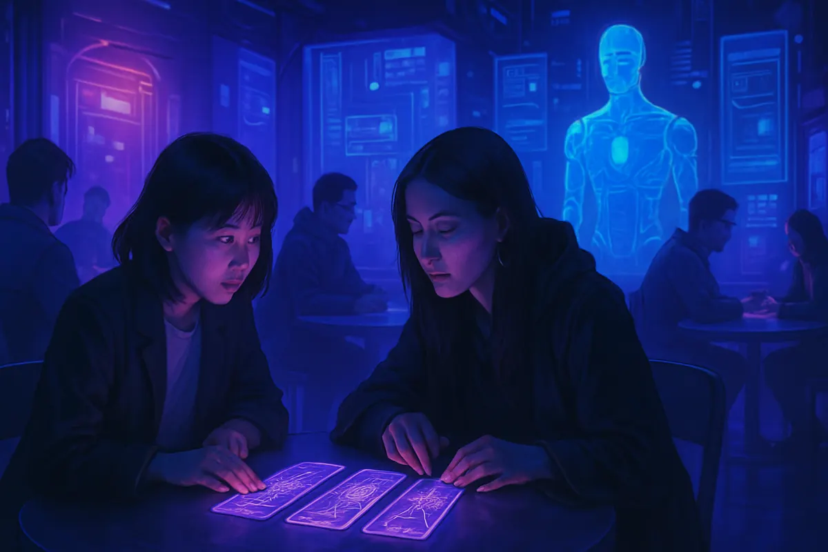 Consultation de qiuqian dans un bar de Pékin autour des inquiétudes liées à l’intelligence artificielle et à l’emploi
