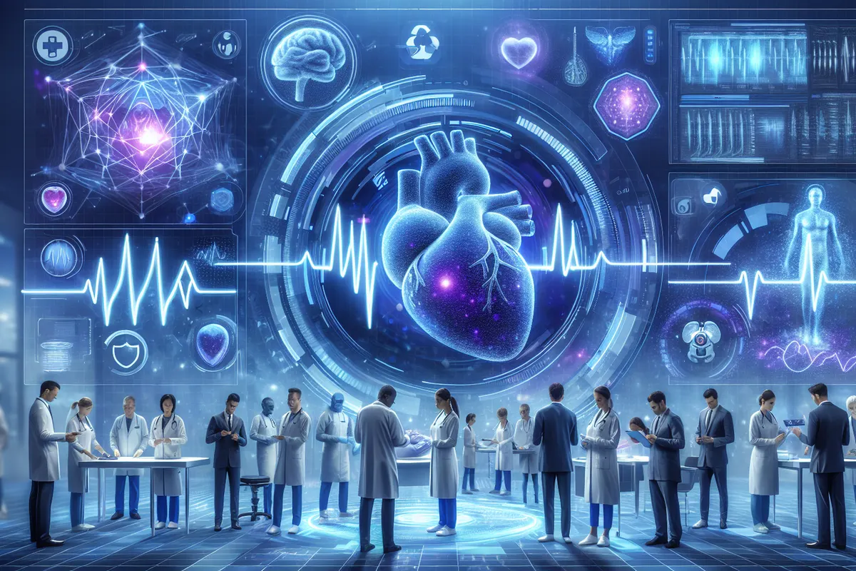 Cardiologue analysant une cartographie électrique du cœur lors d’une procédure d’ablation assistée par IA
