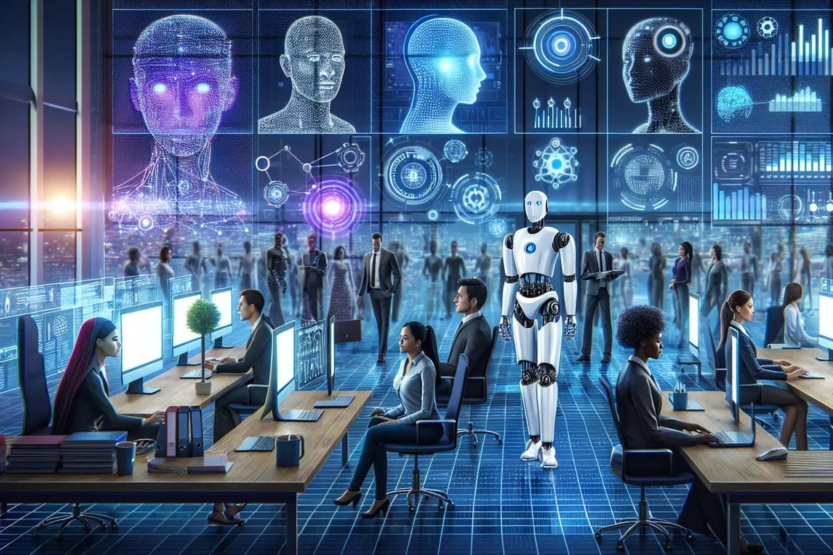 Des salariés vérifient ensemble des données et des résultats proposés par un outil d’intelligence artificielle.