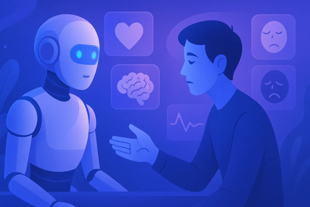 Un adolescent consulte un chatbot sur son téléphone tandis qu’un proche reste attentif à ses côtés