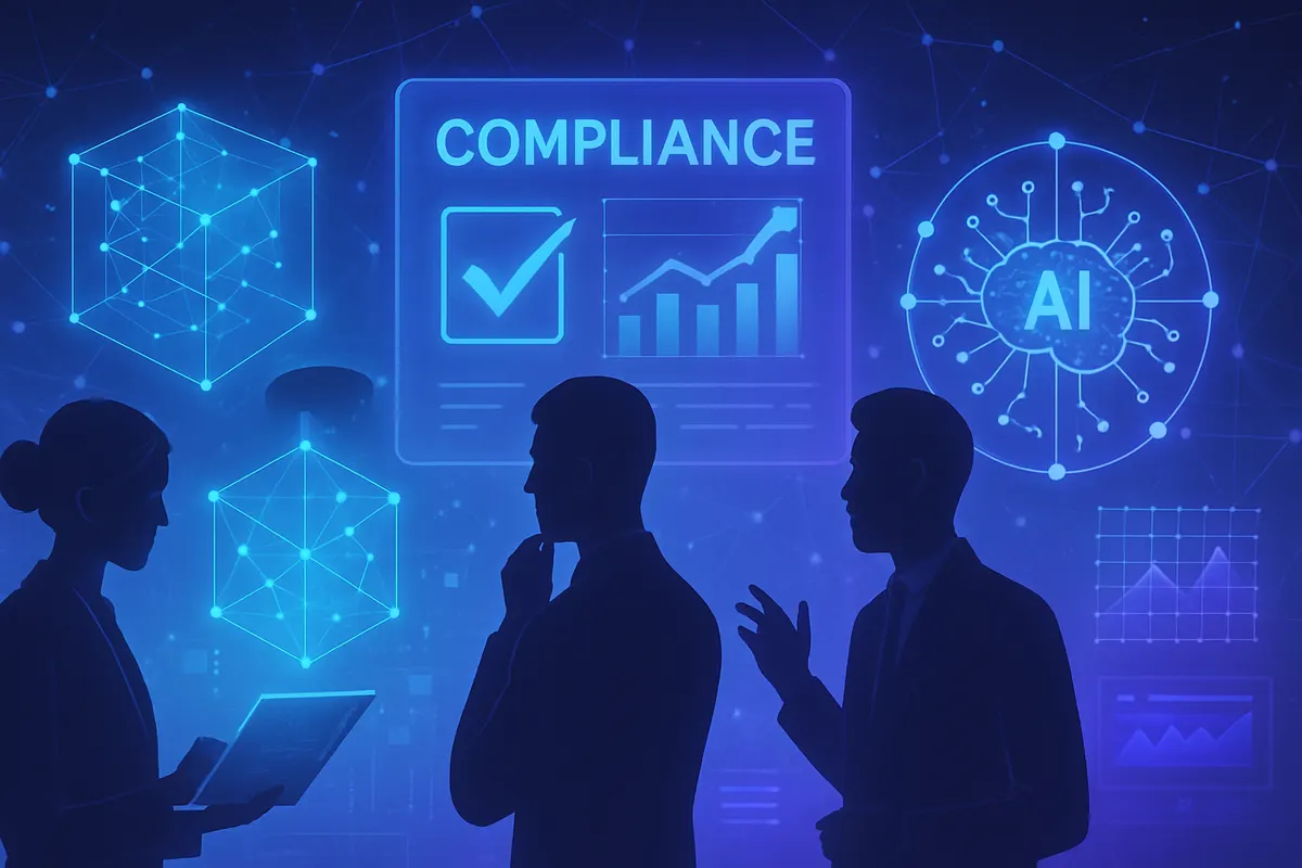Analyste de conformité examinant des alertes financières expliquées par une interface d’intelligence artificielle.