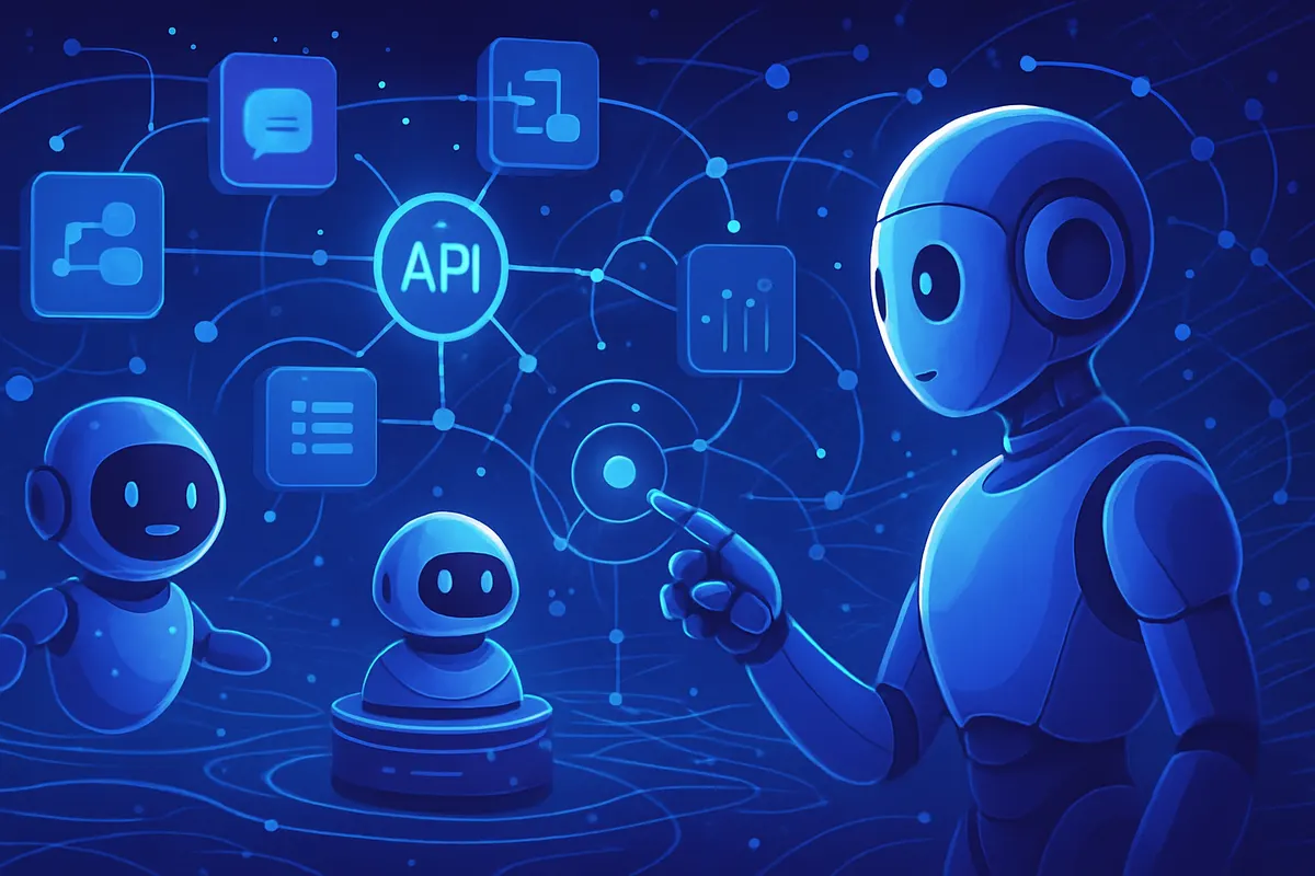 Un agent IA connecté à un agenda, des données clients et des outils métiers d’entreprise.