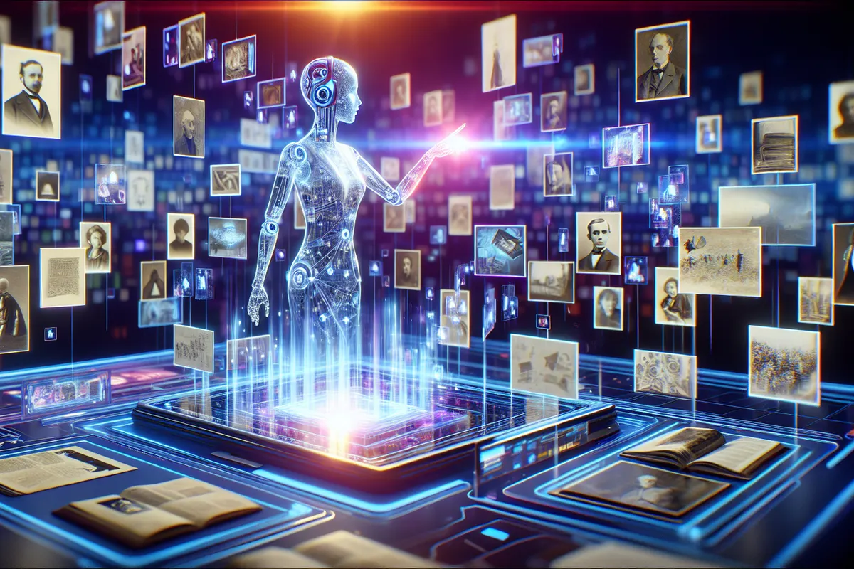 Une chercheuse explore des archives audiovisuelles numérisées au moyen de graphiques et de données interactives.