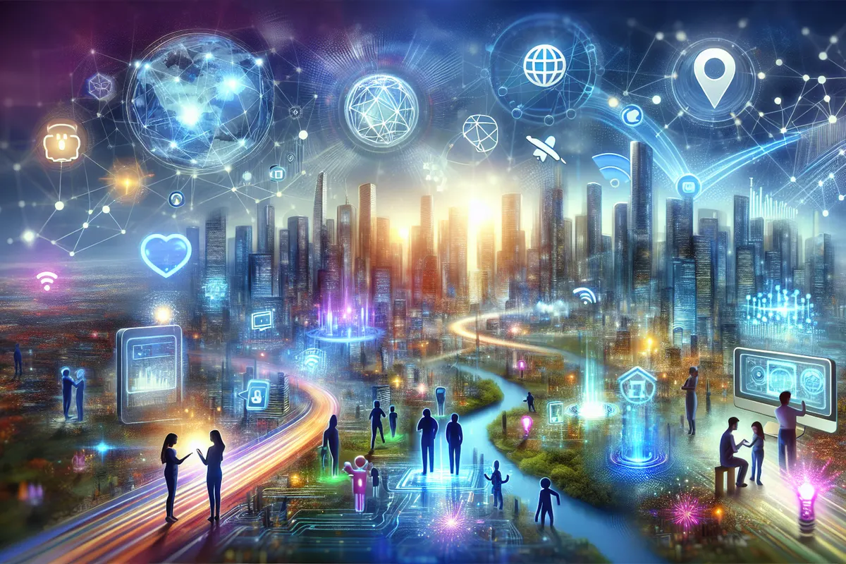 Entrepôt connecté, véhicule électrique et capteurs illustrant l’alliance entre blockchain, IoT et IA
