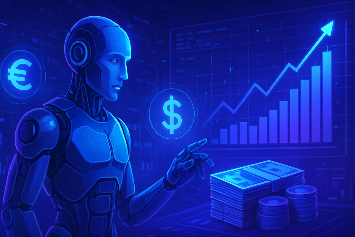 Un analyste compare des données de marché et des documents analysés par une intelligence artificielle.