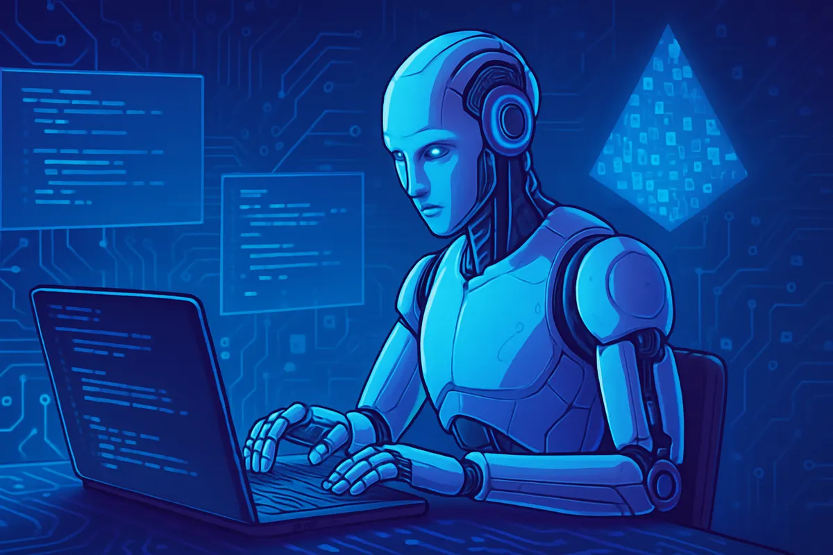 Un développeur vérifie des suggestions d’IA au sein d’une vaste base de code et de tests logiciels.