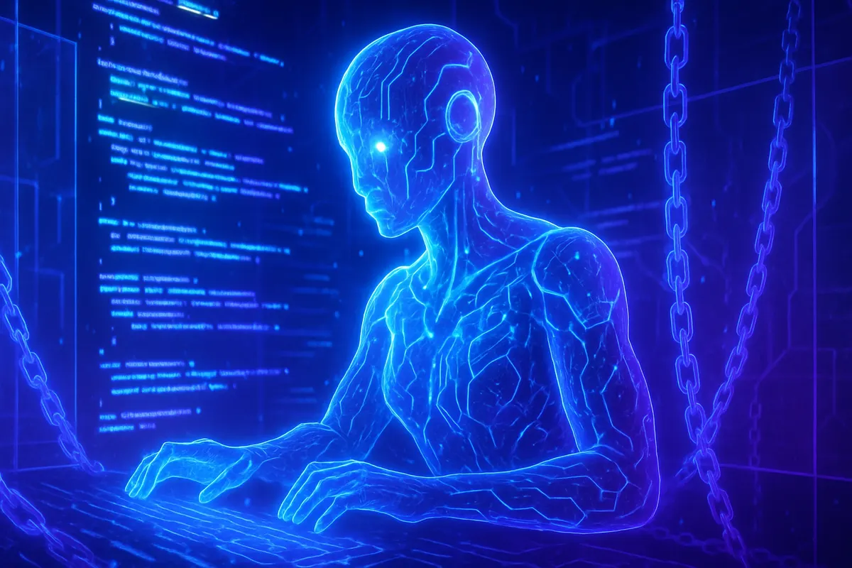 Un développeur vérifie des suggestions d’IA au sein d’une vaste base de code interconnectée.
