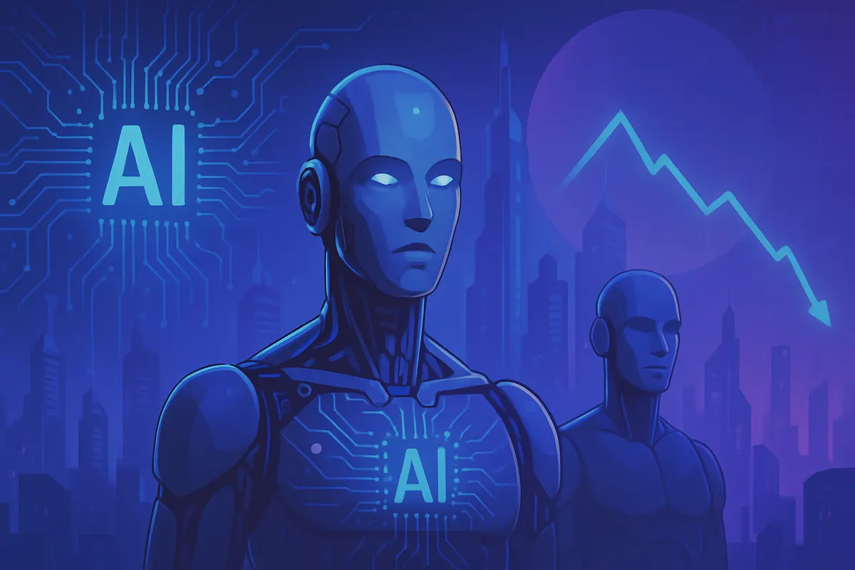 Techniciens dans un centre de données symbolisant les investissements et les usages concrets de l’intelligence artificielle