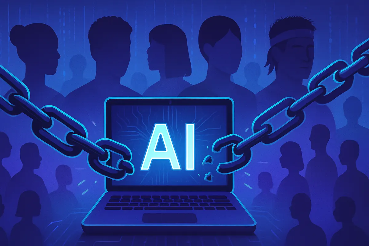Des candidats divers et un recruteur examinent un outil d’IA dans un bureau australien.