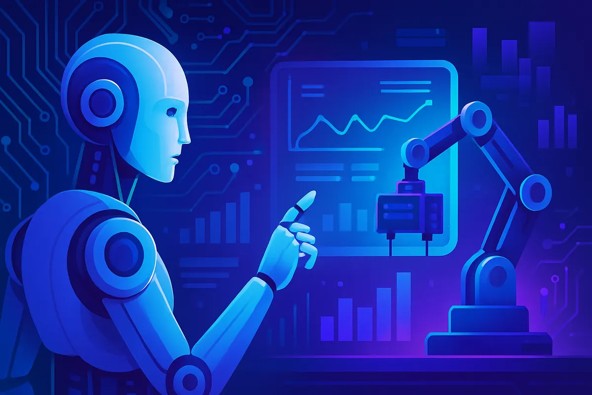 Bras robotisé et caméra de vision contrôlant des produits sur une ligne d’emballage industrielle