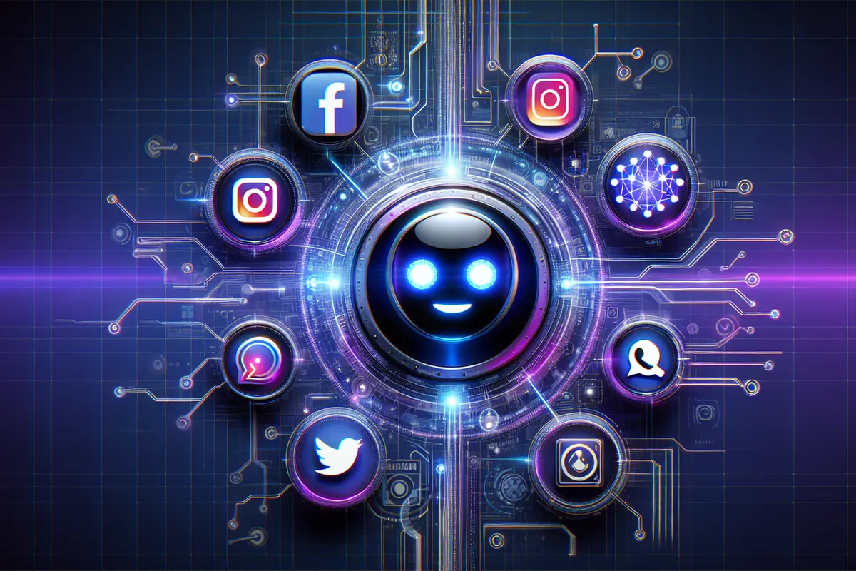 Une utilisatrice consulte un assistant IA dans une conversation de groupe sur son smartphone.