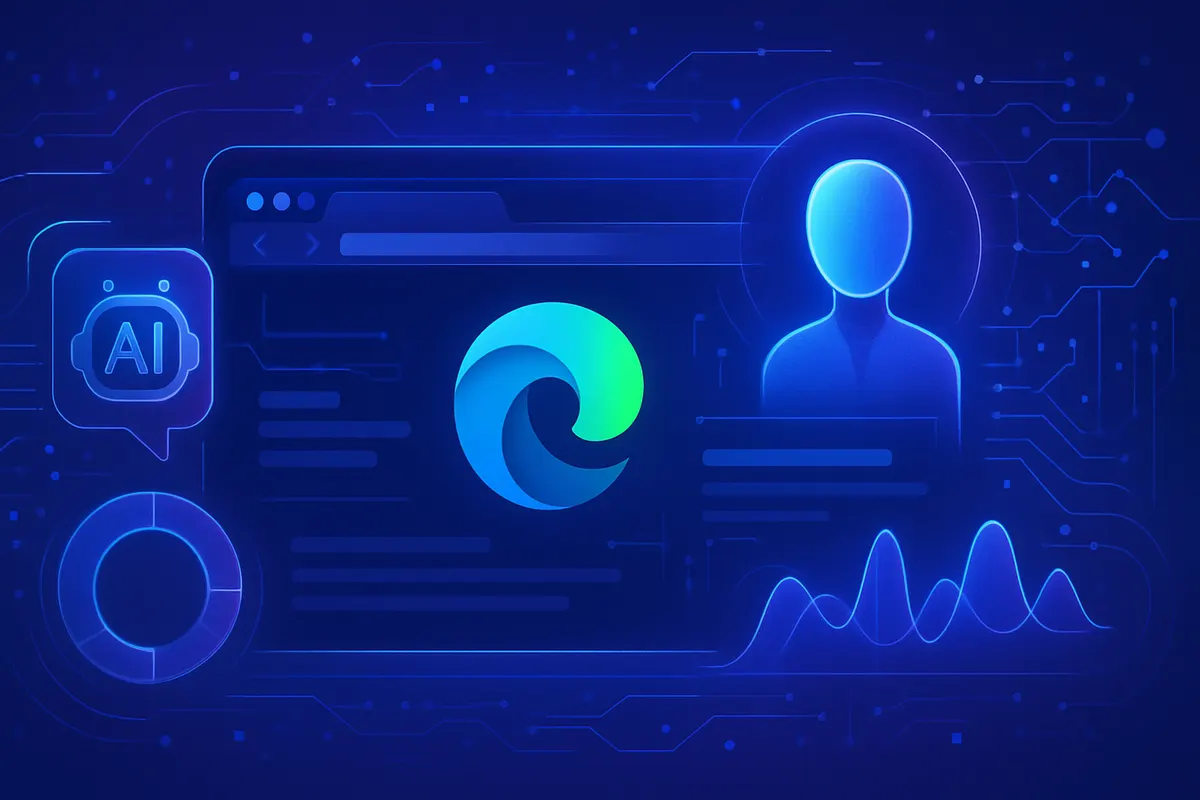 Une personne utilise un assistant IA intégré au navigateur pour comparer plusieurs onglets web ouverts.