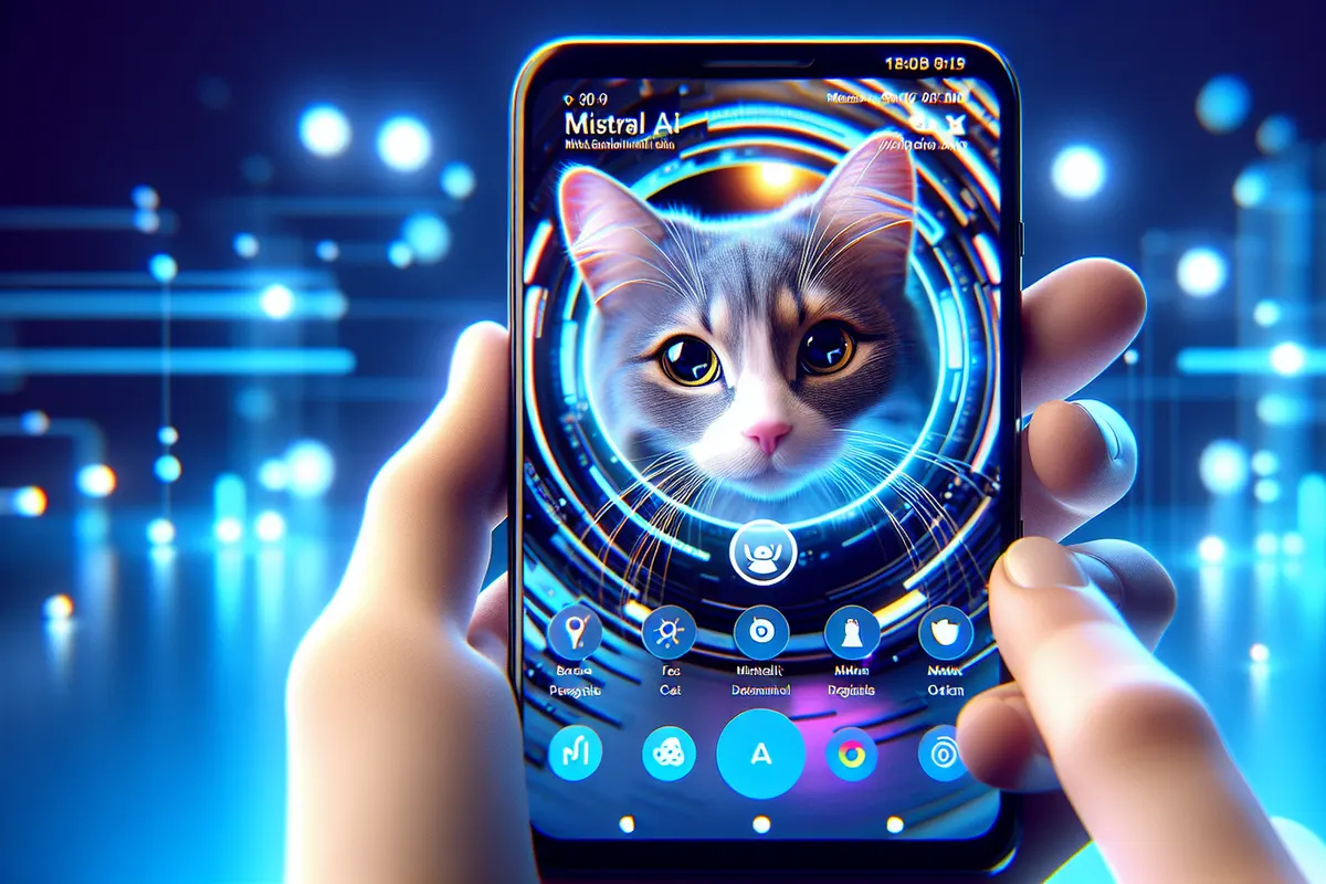 Écran de smartphone montrant un assistant conversationnel avec un PDF et une image à analyser