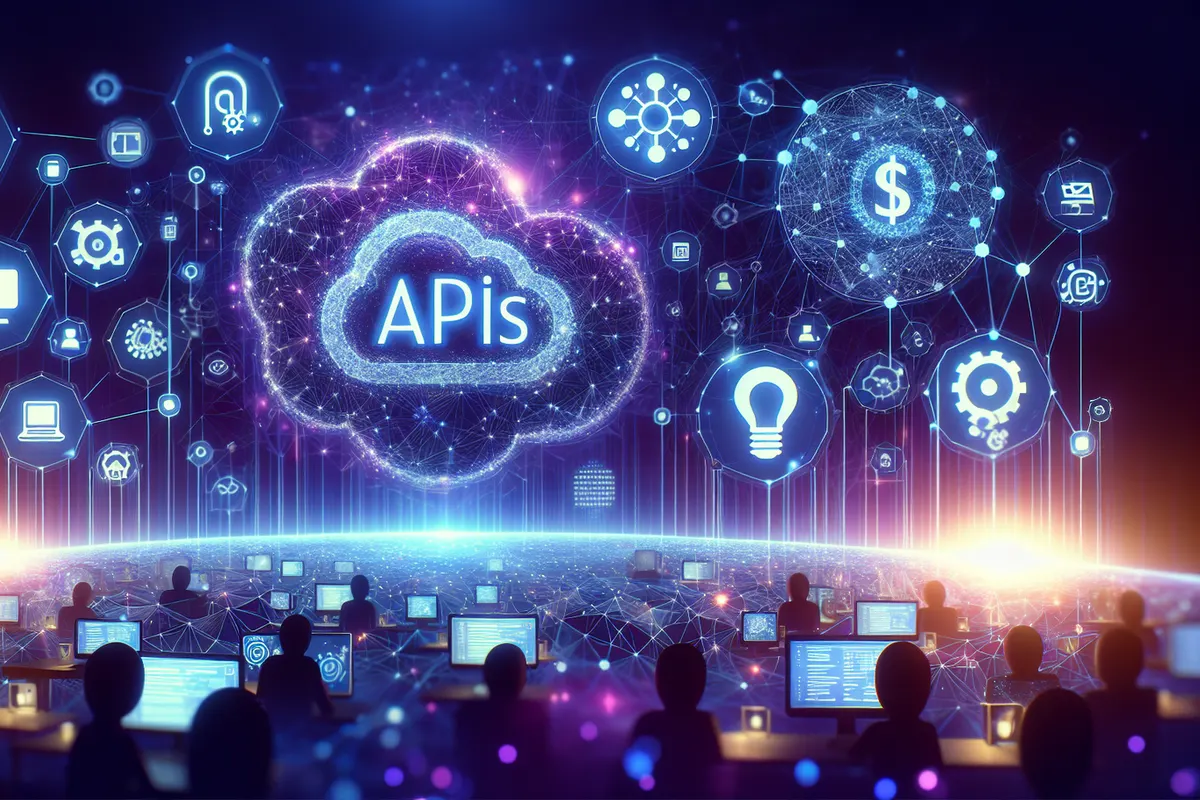 Une équipe en entreprise relie des outils métiers à des services d’intelligence artificielle via une interface.