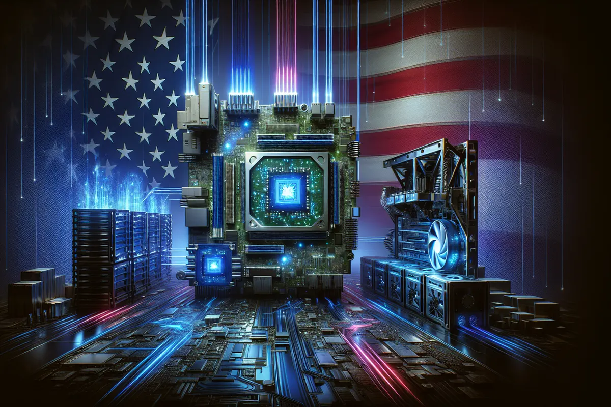 Techniciens assemblant des serveurs et composants destinés à des infrastructures d’intelligence artificielle aux États-Unis