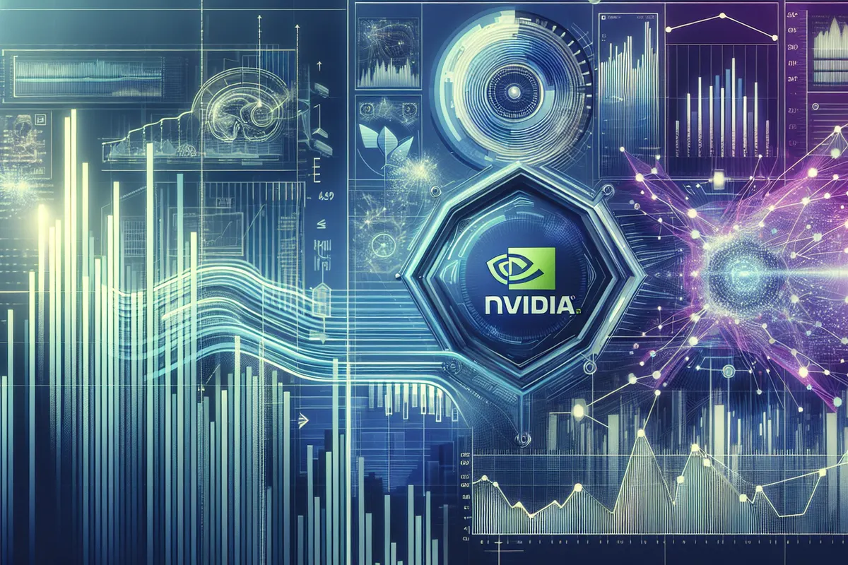 Conférence sur l’IA montrant une infrastructure de calcul, des analystes et un robot humanoïde.
