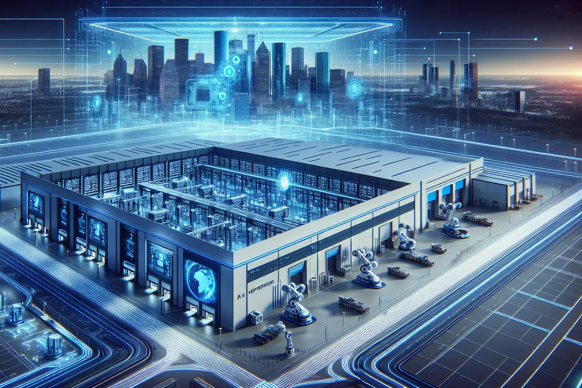 Techniciens assemblant des baies de calcul destinées à un supercalculateur d’intelligence artificielle au Texas