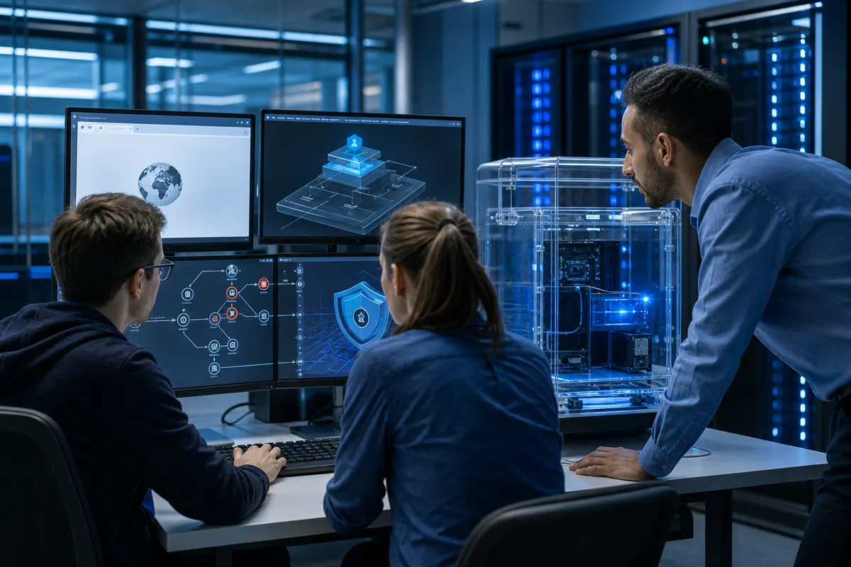 Des analystes étudient une chaîne de vulnérabilités dans un laboratoire de cybersécurité sécurisé.
