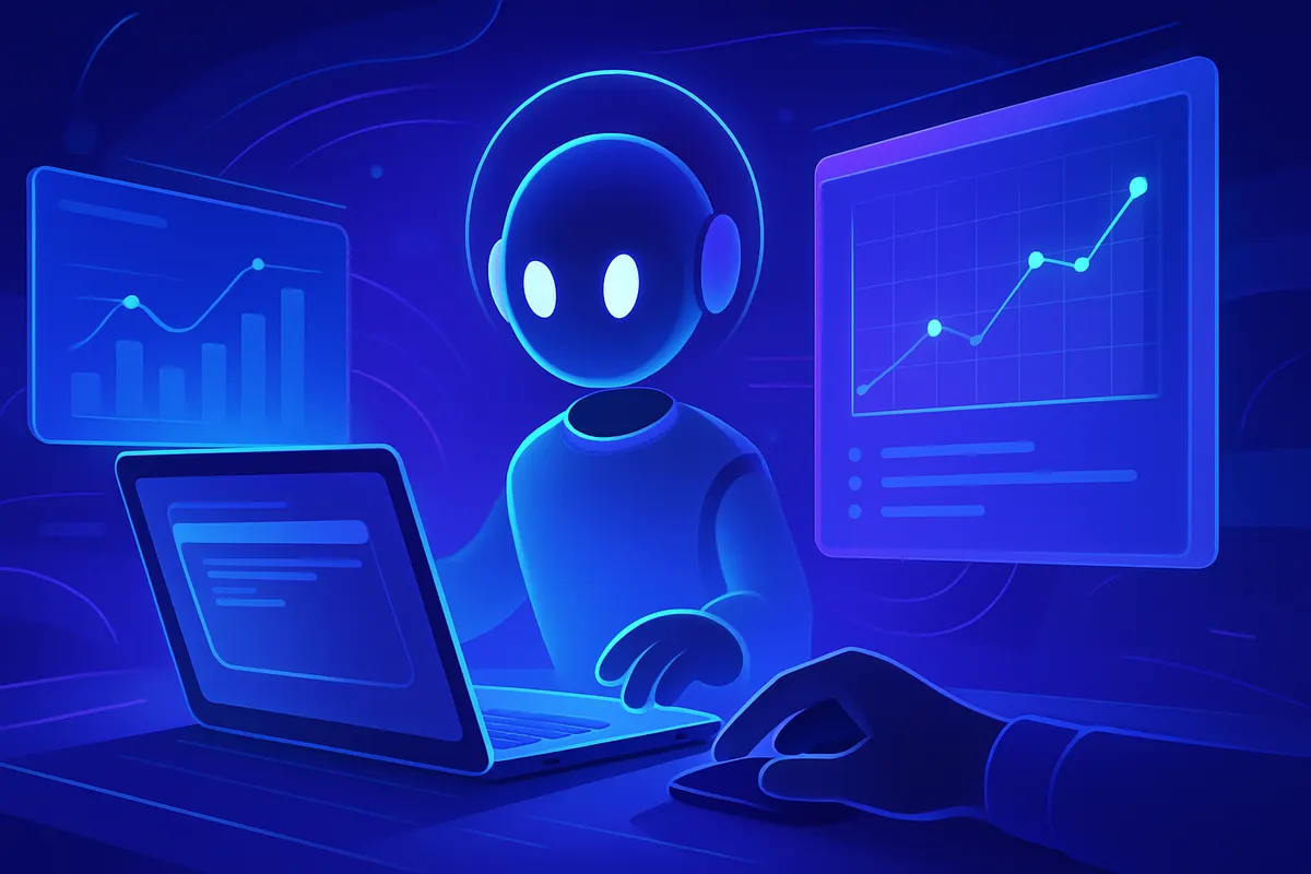 Utilisateur supervisant un agent IA qui recherche un vol, organise un rendez-vous et prépare une présentation.