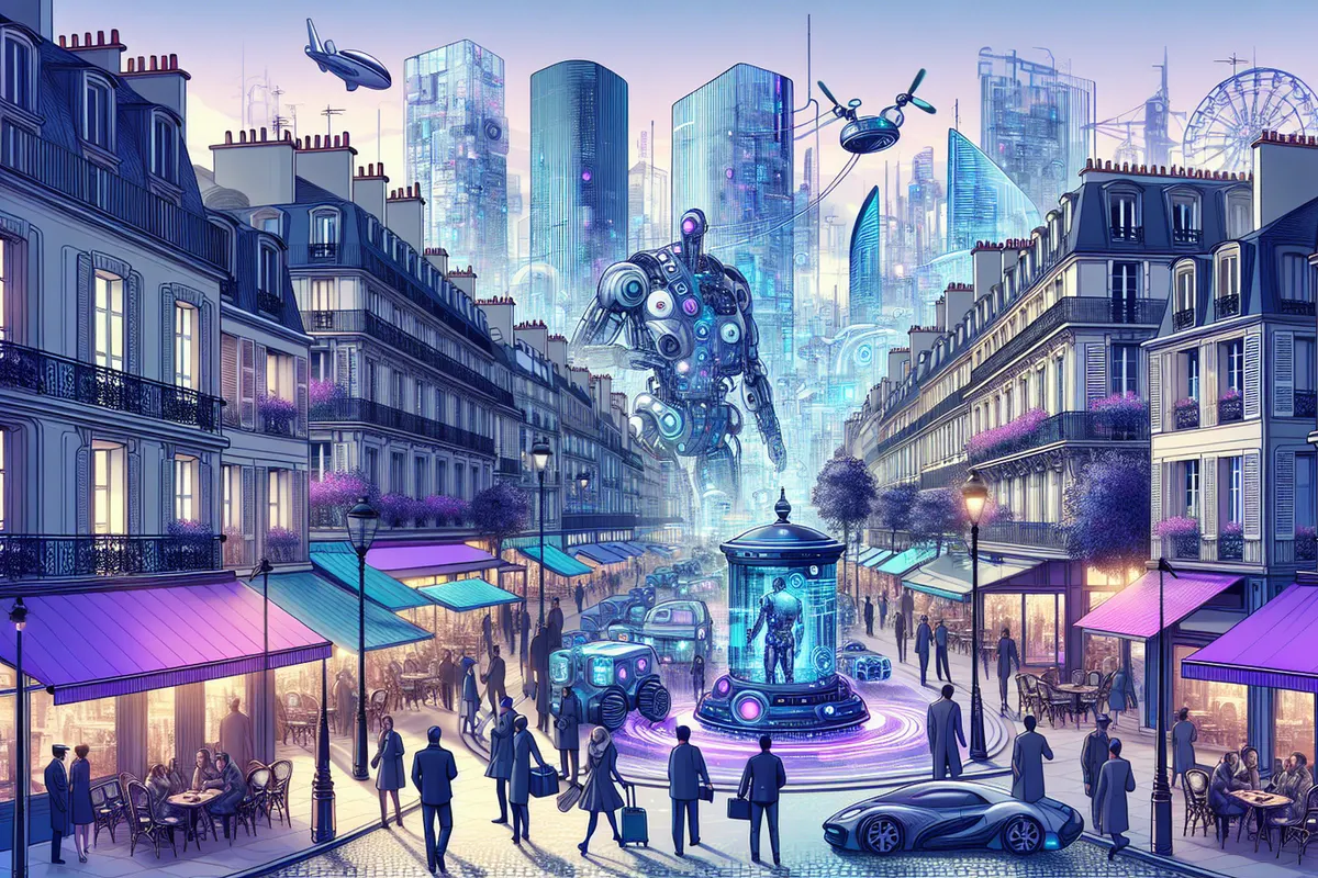 Réunion dans un bureau parisien autour d’agents d’IA, de données structurées et d’un agenda numérique.