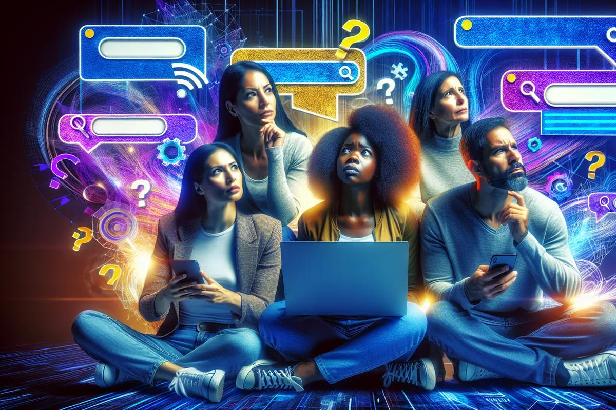 Interface de recherche conversationnelle affichant une réponse IA et des questions sponsorisées clairement séparées.