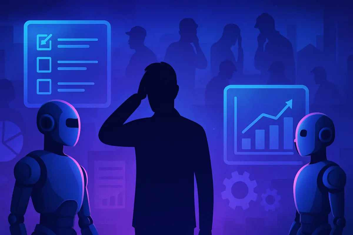 Des salariés britanniques discutent du déploiement de l’intelligence artificielle au travail avec un représentant syndical.