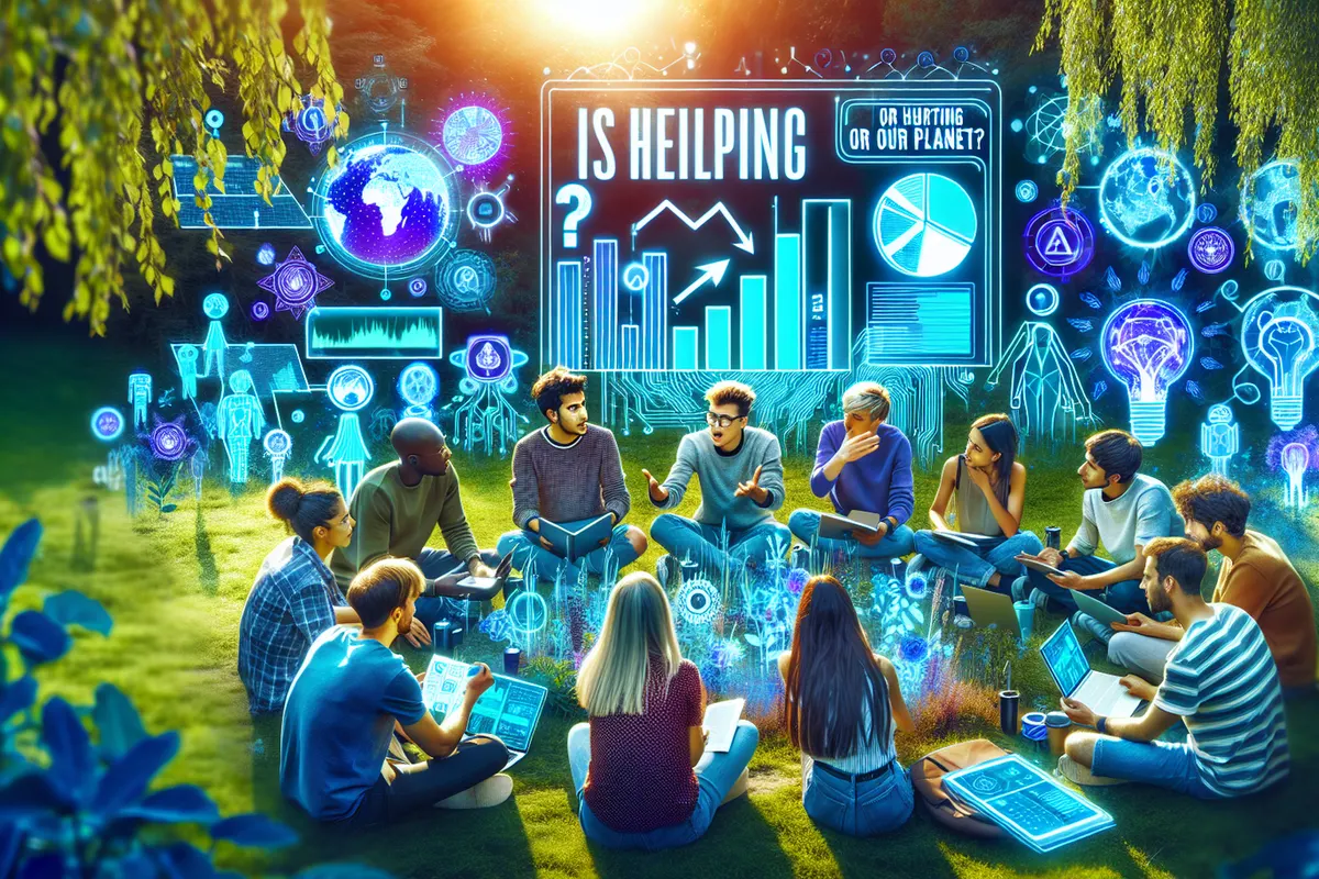 Rangées de serveurs d’un centre de données reliées à un réseau électrique et à des énergies renouvelables.
