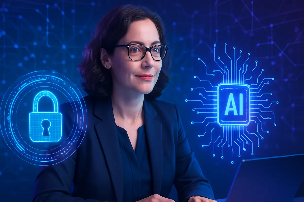 Analyste de cybersécurité examinant des alertes reliées par une interface d’intelligence artificielle.