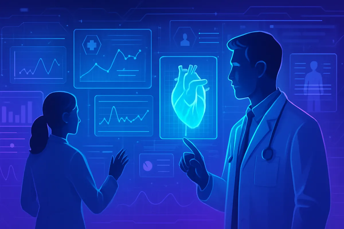 Des soignants analysent des données hospitalières pour anticiper les besoins des patients et des équipes.
