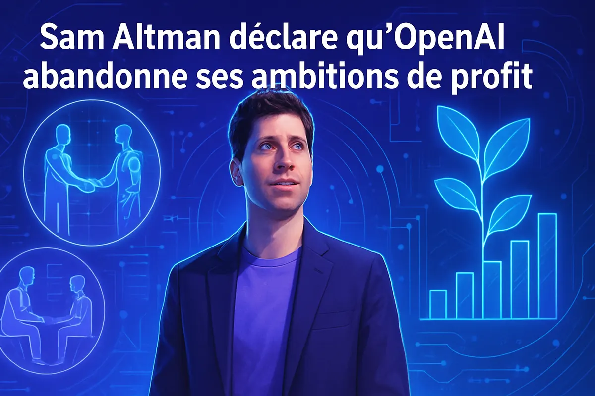Réunion de gouvernance illustrant le contrôle non lucratif d’une entreprise d’intelligence artificielle.